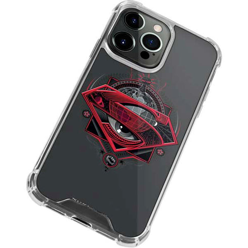 DC Comics Superman Grey Eye Collage iPhone 14 Pro Clear Case